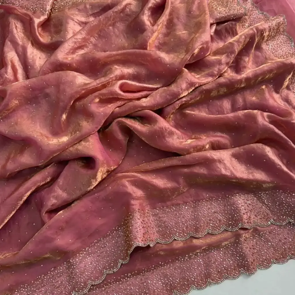 Trending Space Silk Saree With Grand Stone Work ♥️
