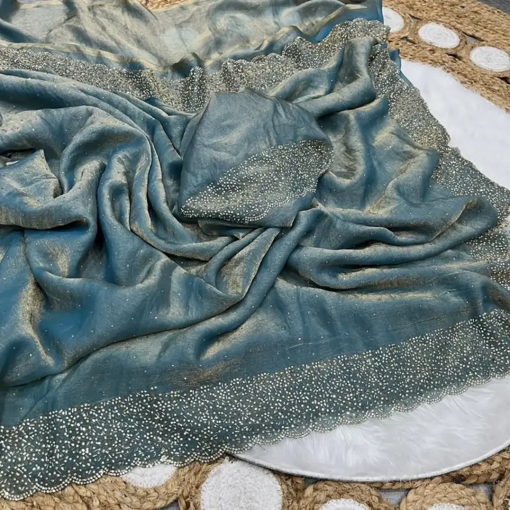 Trending Space Silk Saree With Grand Stone Work ♥️   