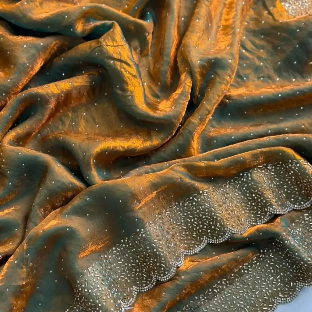 Trending Space Silk Saree With Grand Stone Work ♥️    