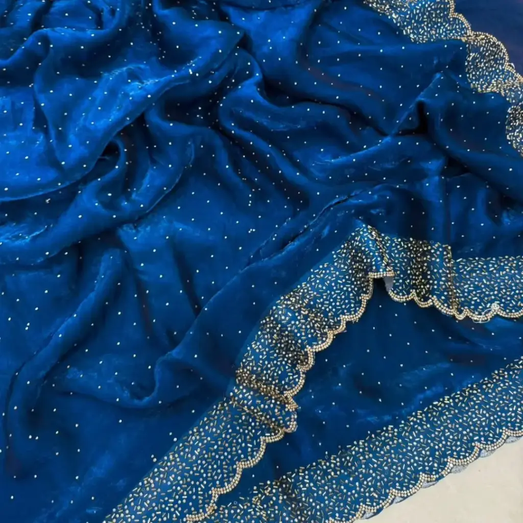 Trending Space Silk Saree With Grand Stone Work ♥️    
