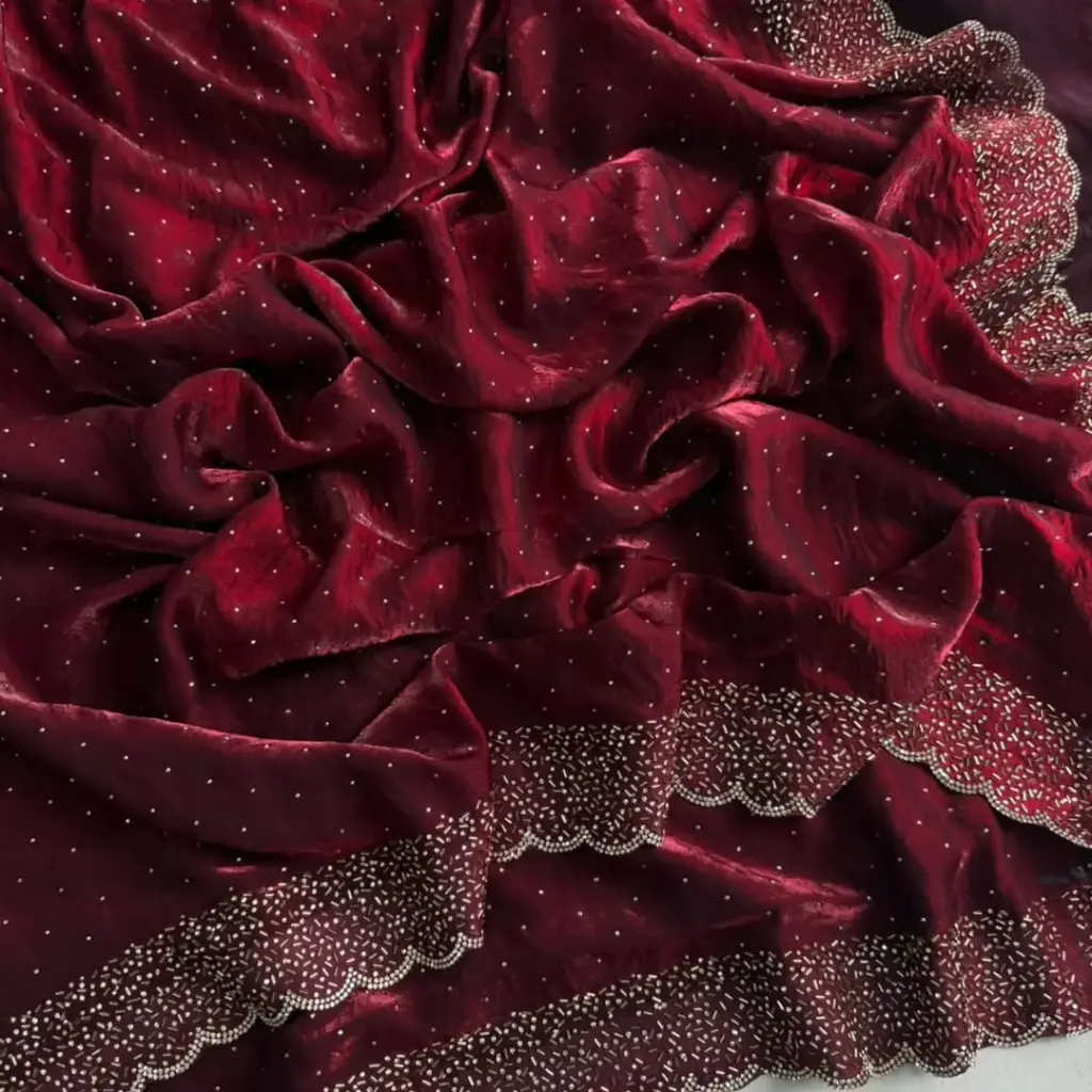 Trending Space Silk Saree With Grand Stone Work ♥️    