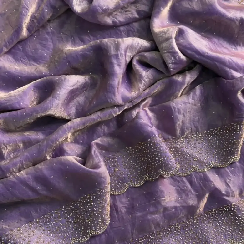 Trending Space Silk Saree With Grand Stone Work ♥️     