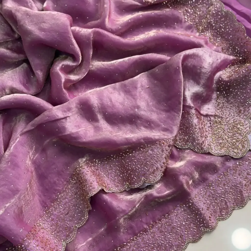 Trending Space Silk Saree With Grand Stone Work ♥️       
