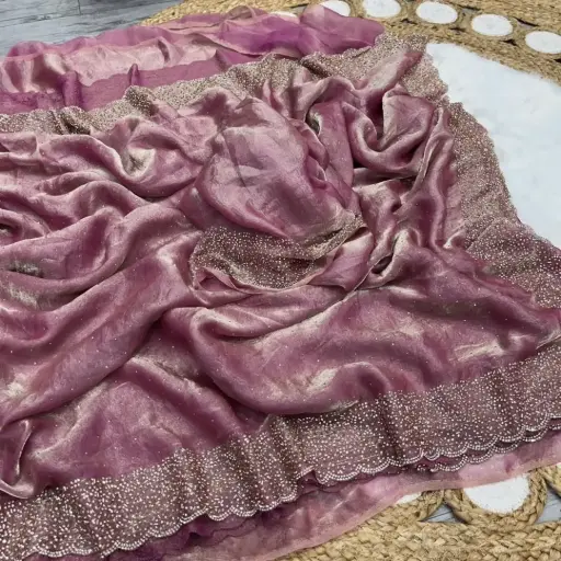 Trending Space Silk Saree With Grand Stone Work ♥️   