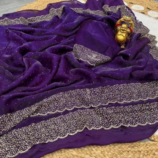 Trending Space Silk Saree With Grand Stone Work ♥️  