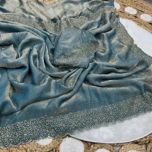 Trending Space Silk Saree With Grand Stone Work ♥️   