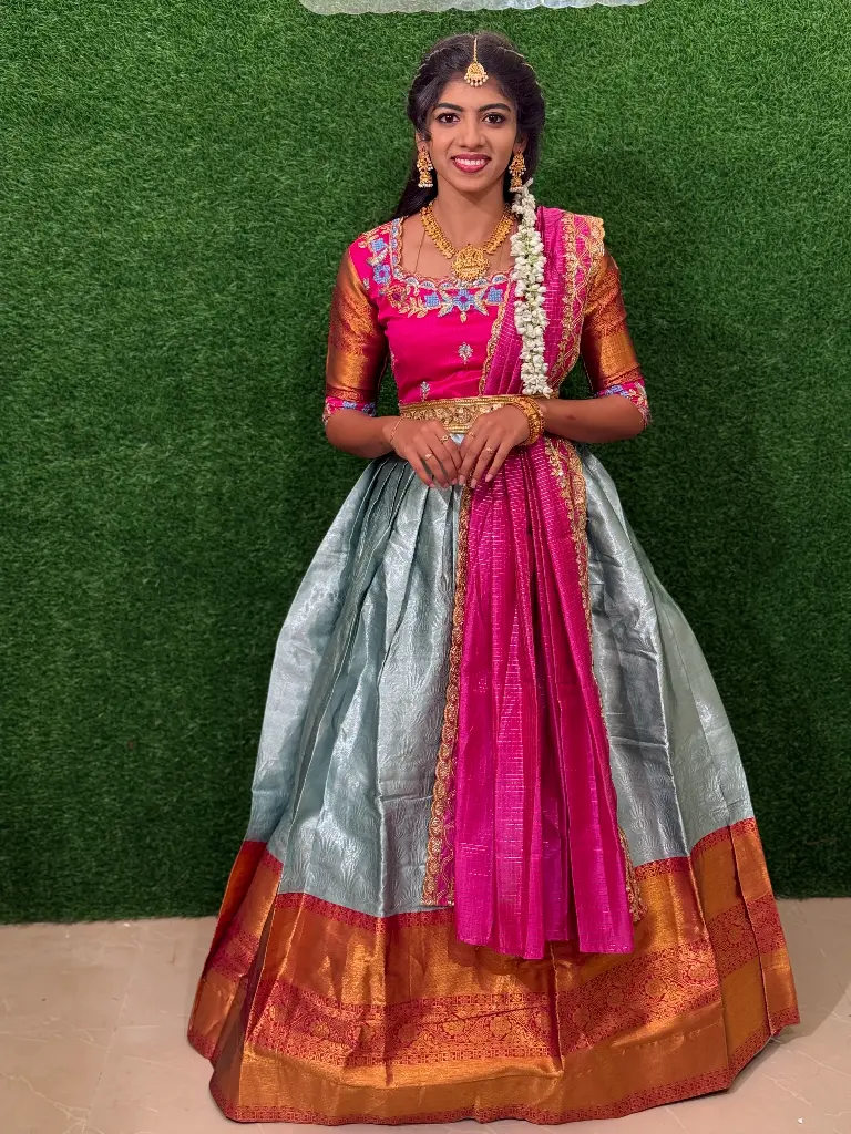 KANCHI SILK FULLY STITCHED HALF SAREE