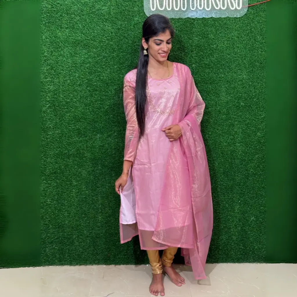 HAND WORK TISSUE KURTI DUPATTA SET