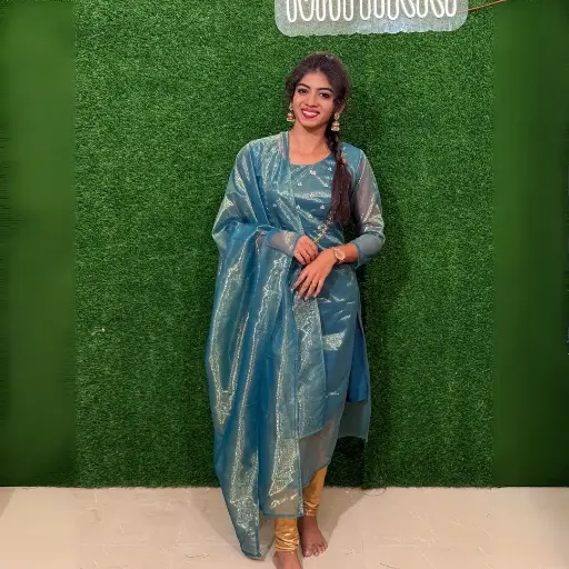 HAND WORK TISSUE KURTI DUPATTA SET