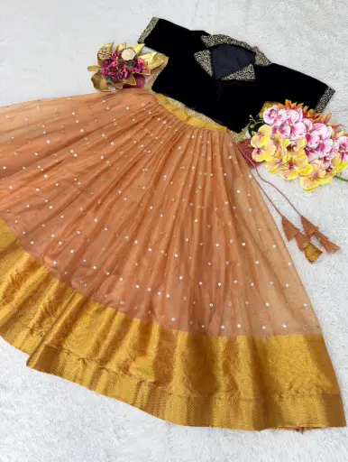 ❤️Fully Stitched Organza Lehenga With Beautiful Maggam Work Velvet Blouse 🌸  